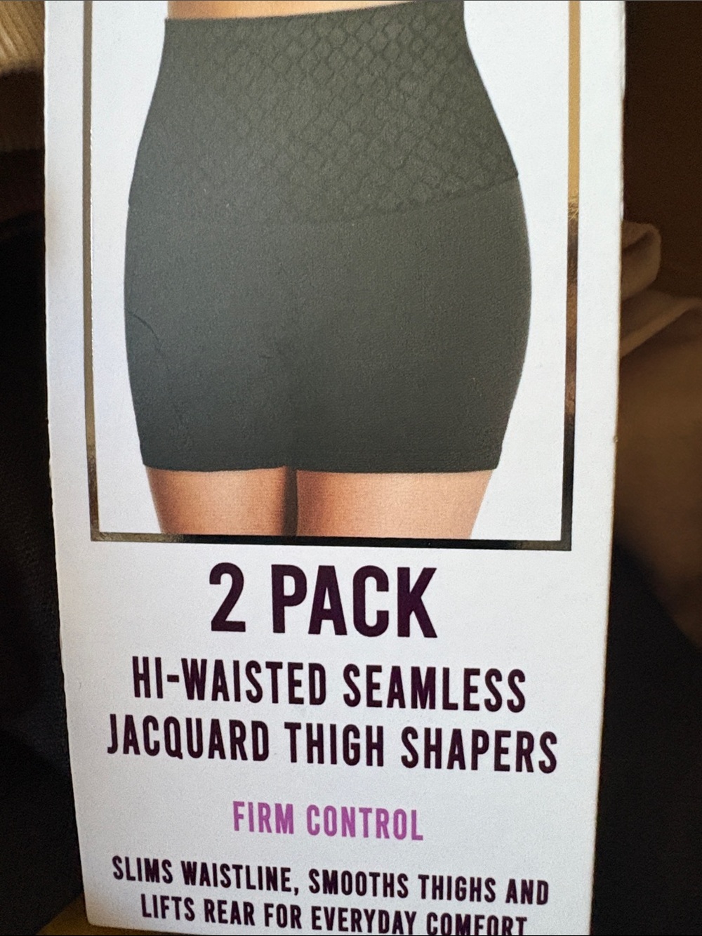 Gloria Vanderbilt 2-Pack Hi-Waisted Seamless firm control Shapewear Shorts Sz L